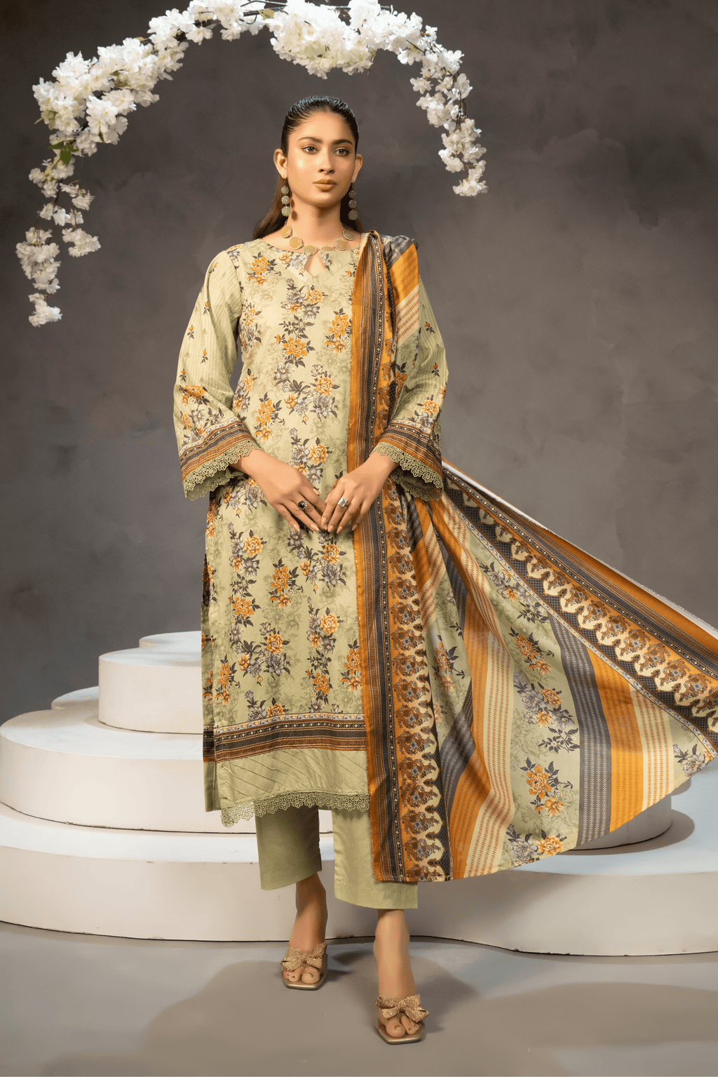 3 Piece - Mahi Unstitched Skin Ladies Transliminor Magic Print Lawn Suit