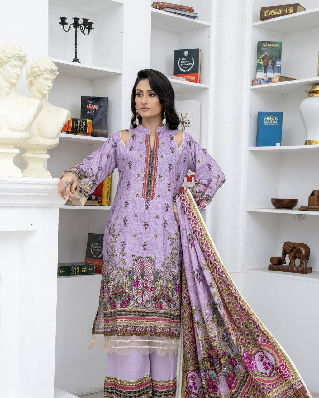 3 Piece - Marooj Unstitched Light Purple BanaDora Linen Suit