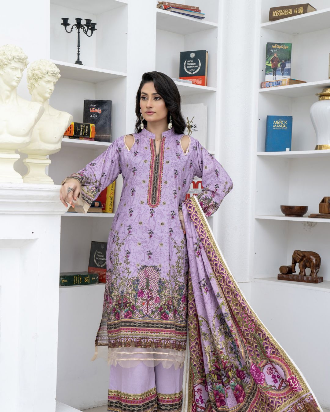 3 Piece - Marooj Unstitched Light Purple BanaDora Linen Suit