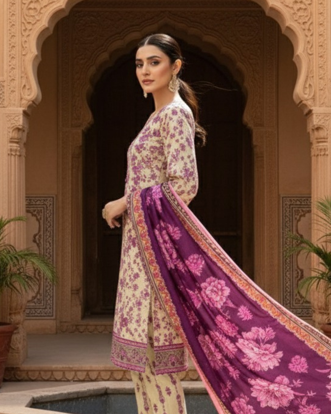 3 Pieces - Marooj Unstitched Skin BanaDora Linen Suit