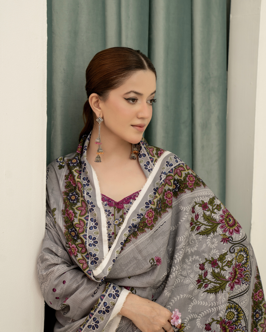 3 Pieces - Marooj Unstitched Grey BanaDora Linen Suit