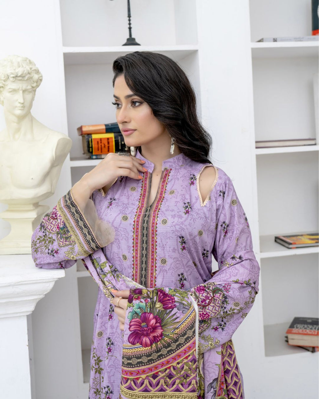 3 Piece - Marooj Unstitched Light Purple BanaDora Linen Suit