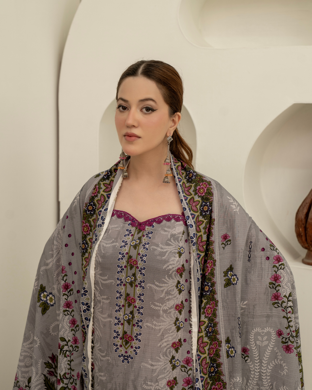 3 Pieces - Marooj Unstitched Grey BanaDora Linen Suit