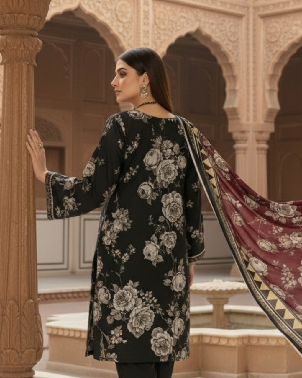 3 Pieces - Marooj Unstitched Black BanaDora Linen Suit