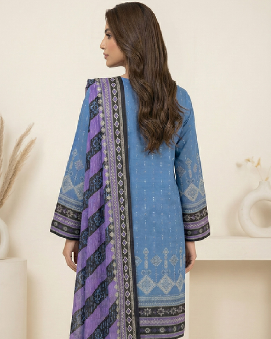 3 Pieces - Marooj Unstitched Blue Transliminor Magic Print Lawn Suit