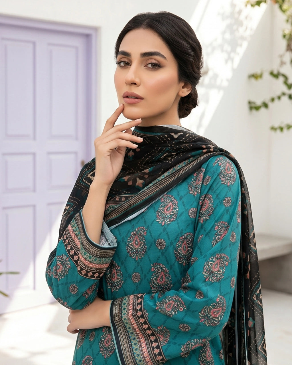 3 Pieces - Sohni Dharti Unstitched Green Colour Premium Print Lawn Suit