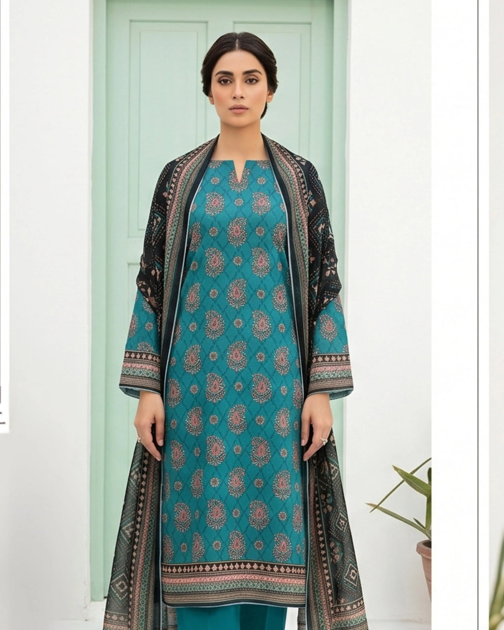 3 Pieces - Sohni Dharti Unstitched Green Colour Premium Print Lawn Suit