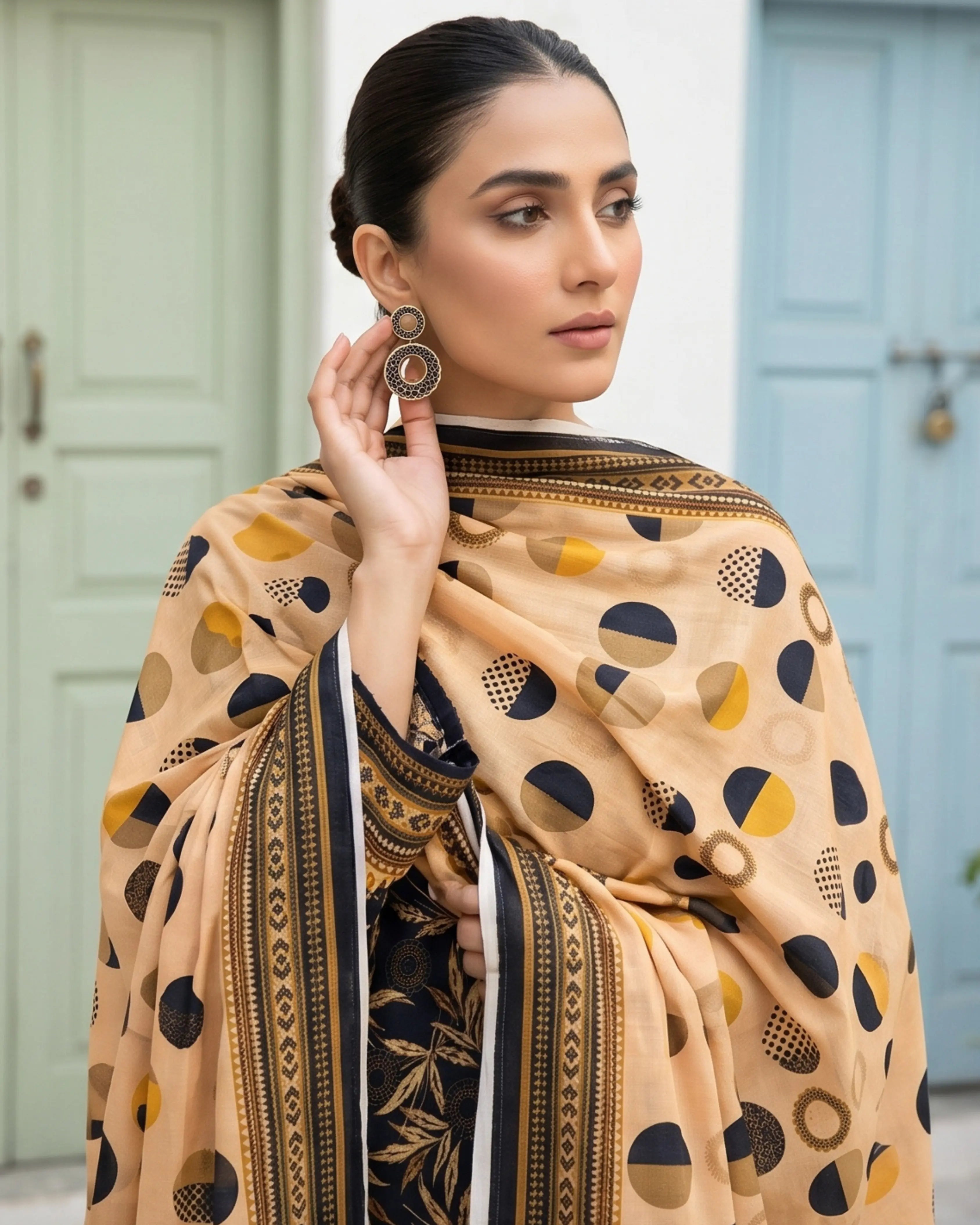 3 Pieces - Sohni Dharti Unstitched Black Colour Premium Print Lawn Suit