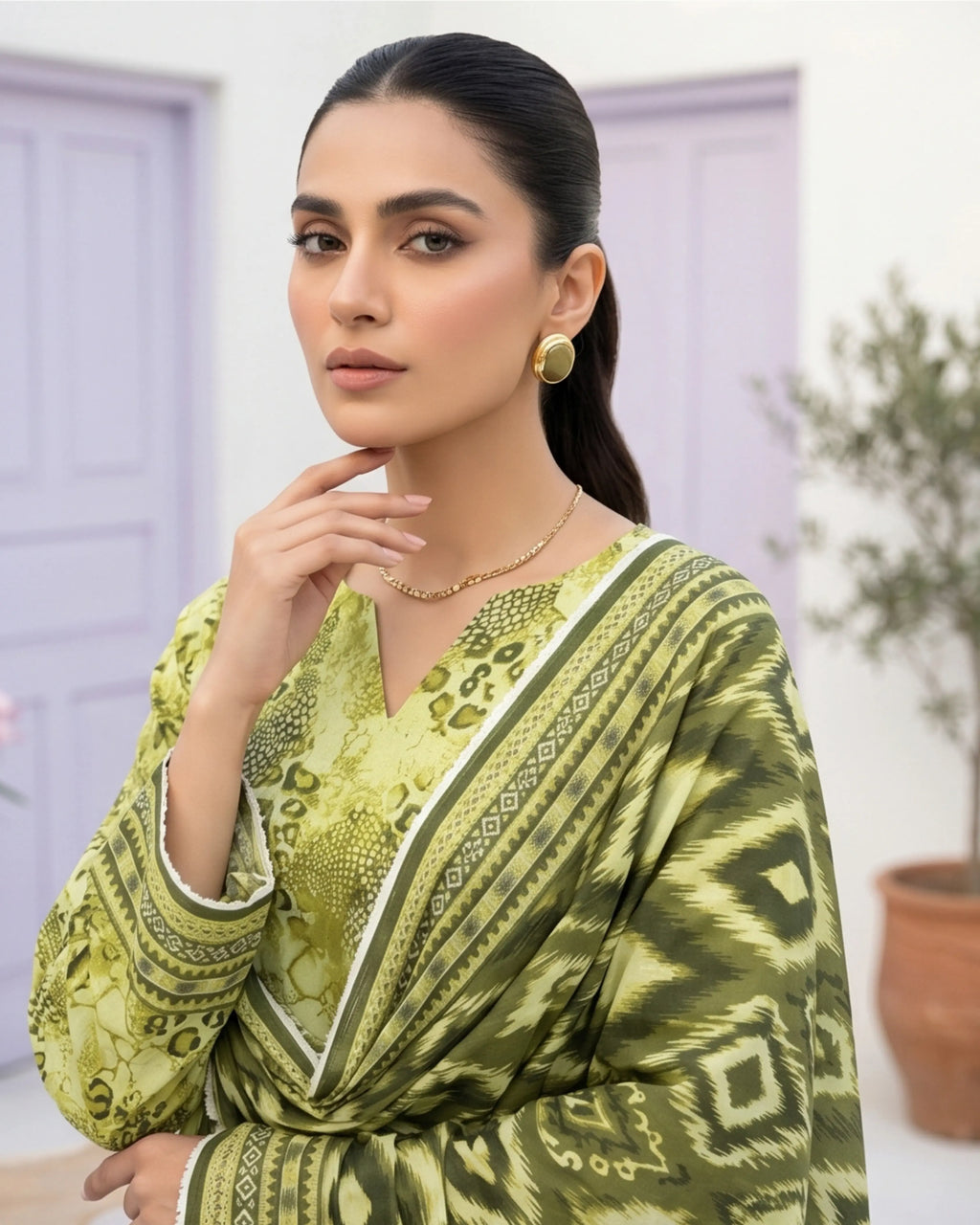 3 Pieces - Sohni Dharti Unstitched Parrot Colour Premium Print Lawn Suit