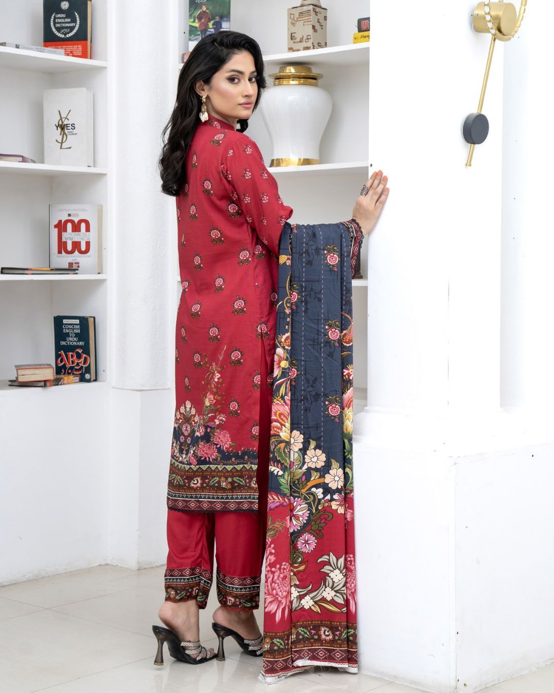 3 Piece - Marooj Unstitched Maroon BanaDora Linen Suit