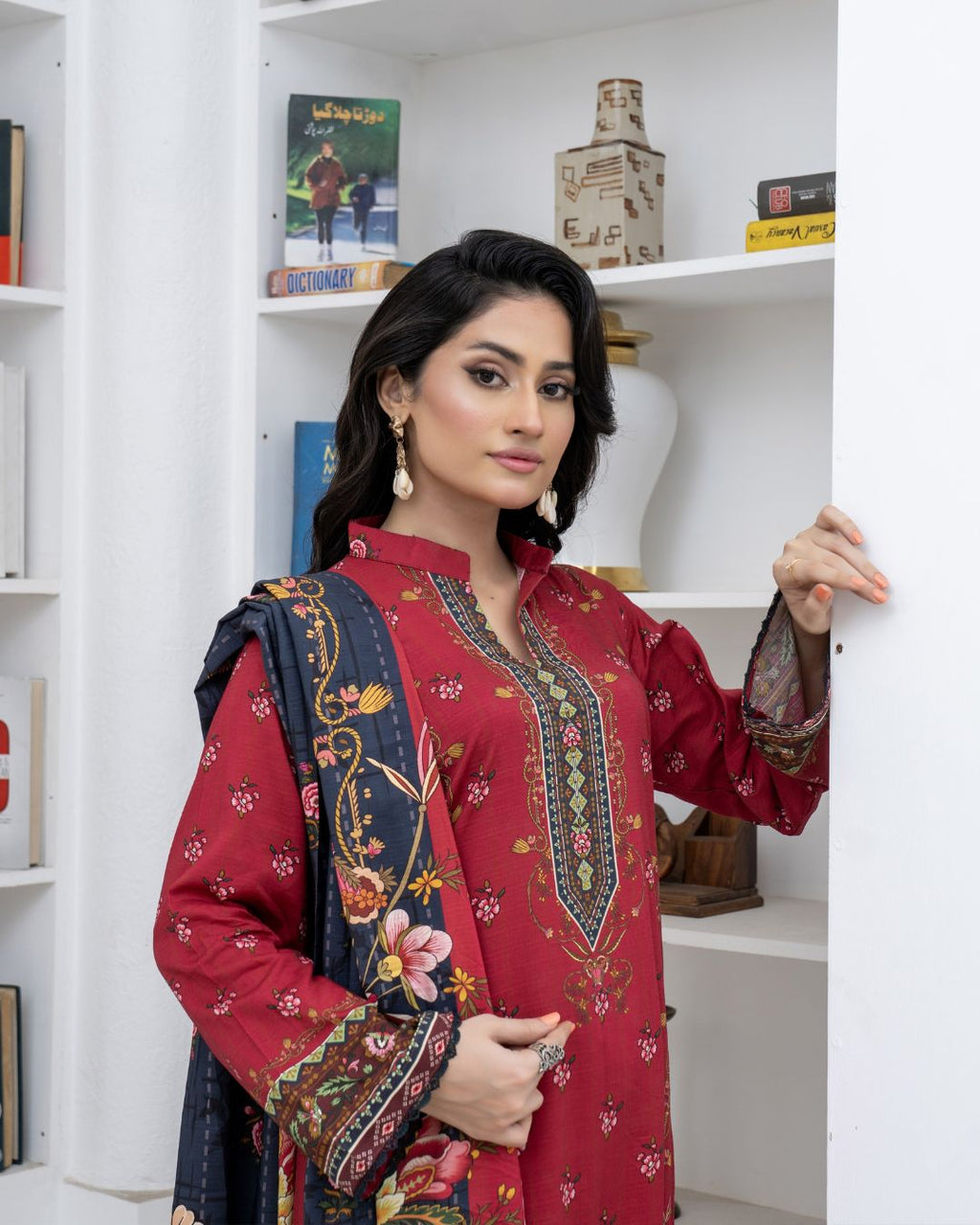 3 Piece - Marooj Unstitched Maroon BanaDora Linen Suit