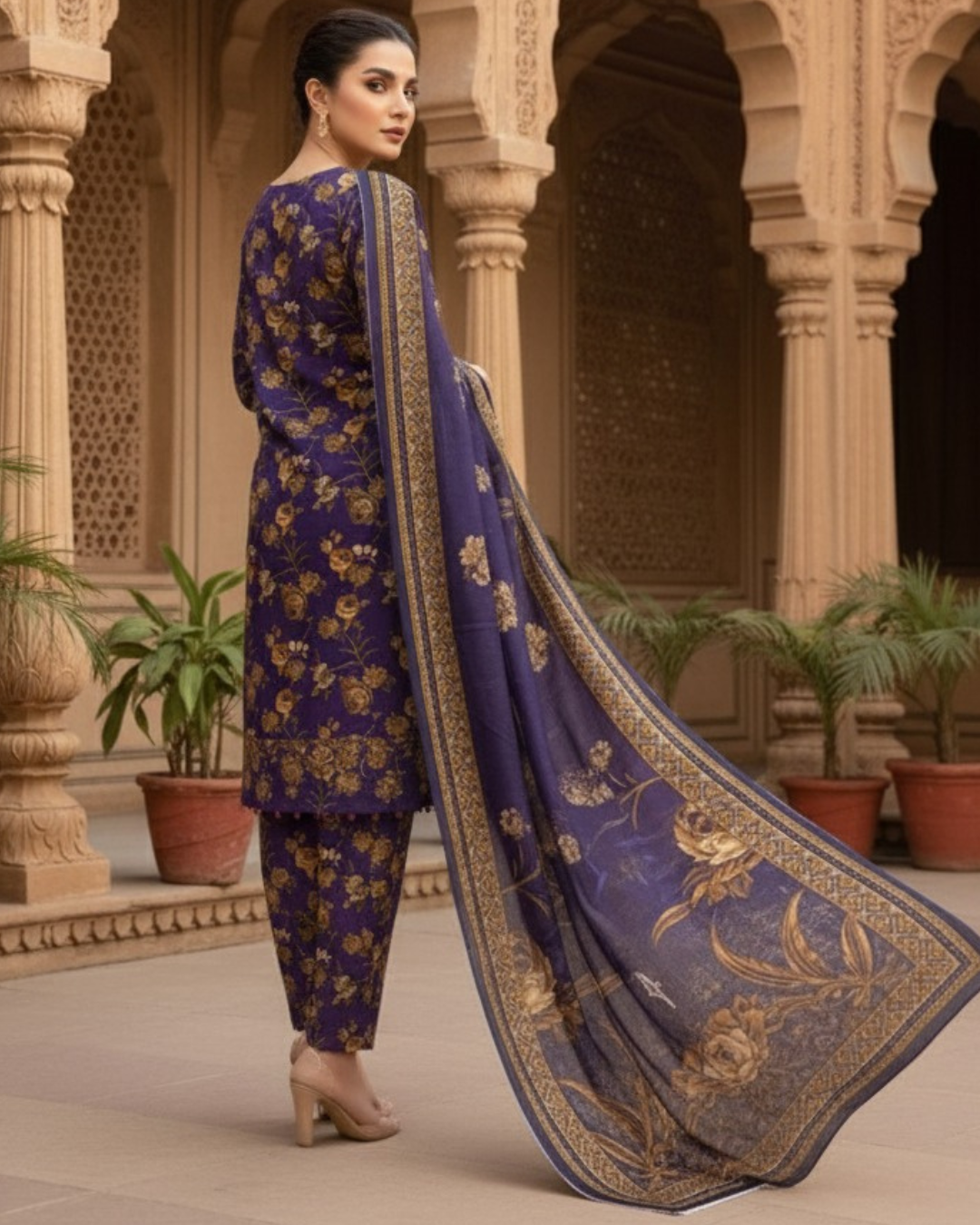 3 Pieces - Marooj Unstitched Purple BanaDora Linen Suit