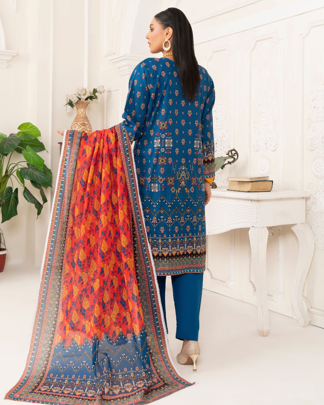 3 Piece - Junoon Unstitched Blue Ladies Print Lawn Suit