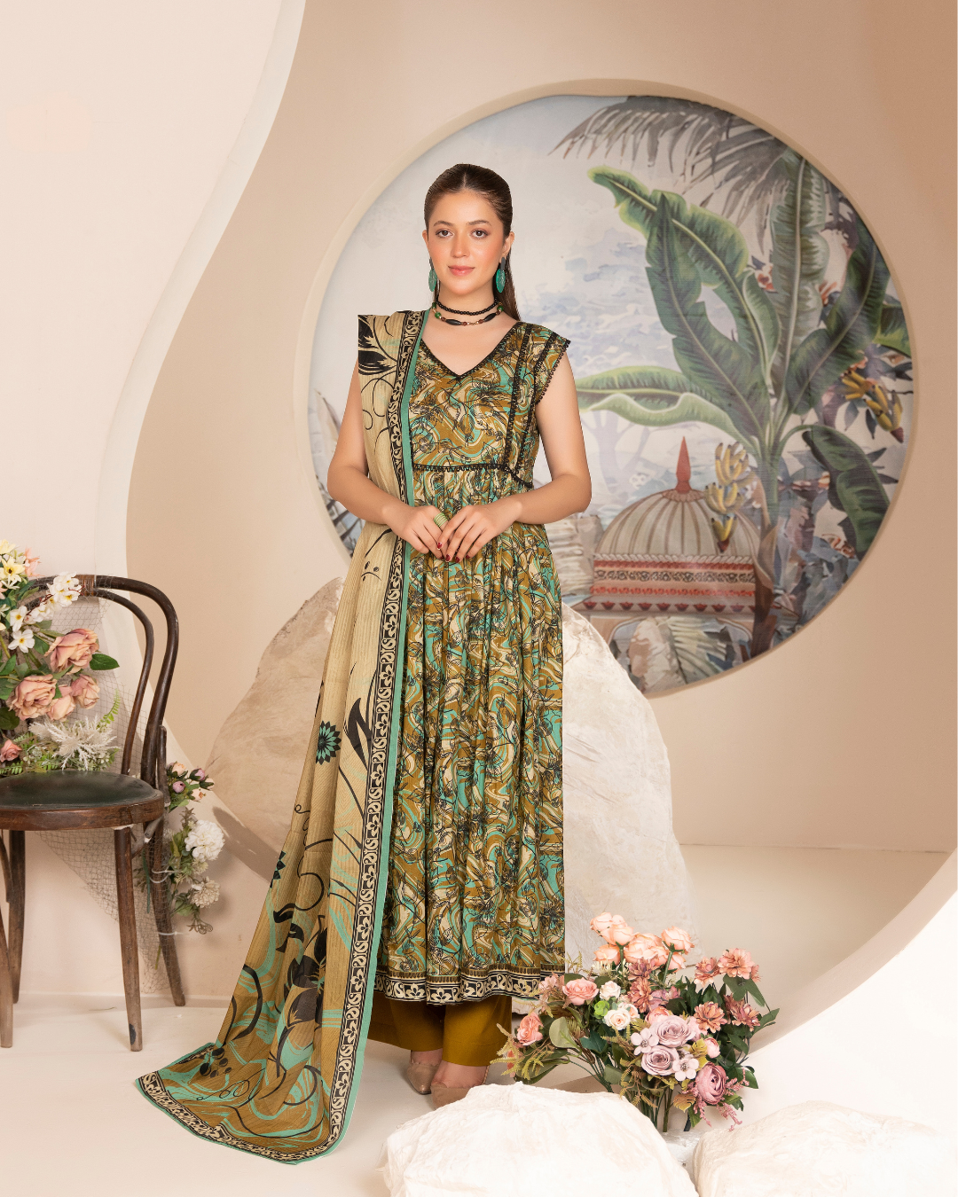 3 Piece - Mahi Unstitched Bace Ladies Print Lawn Suit