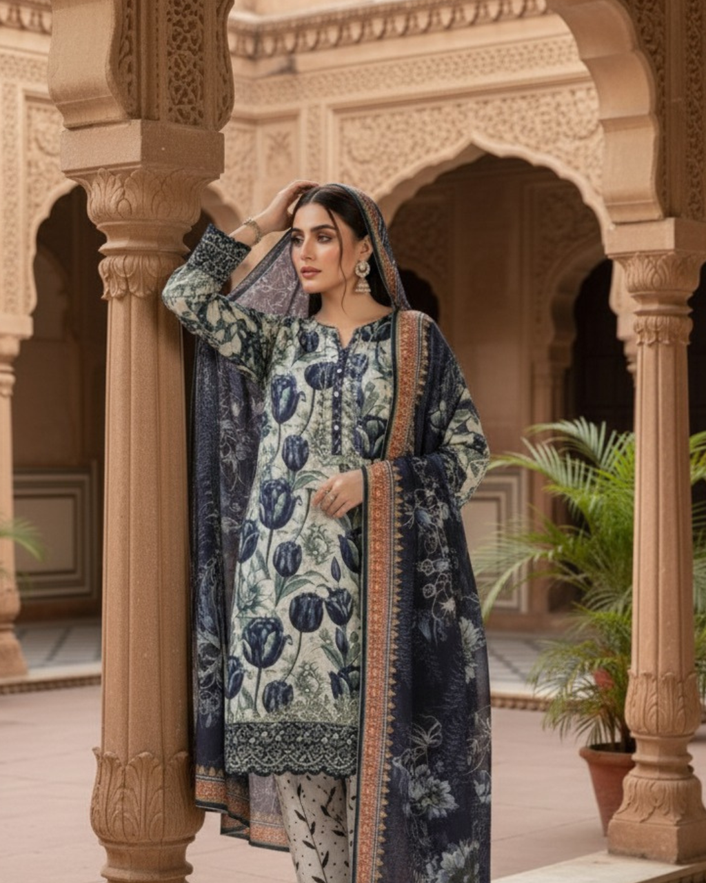 3 Pieces - Marooj Unstitched White BanaDora Linen Suit