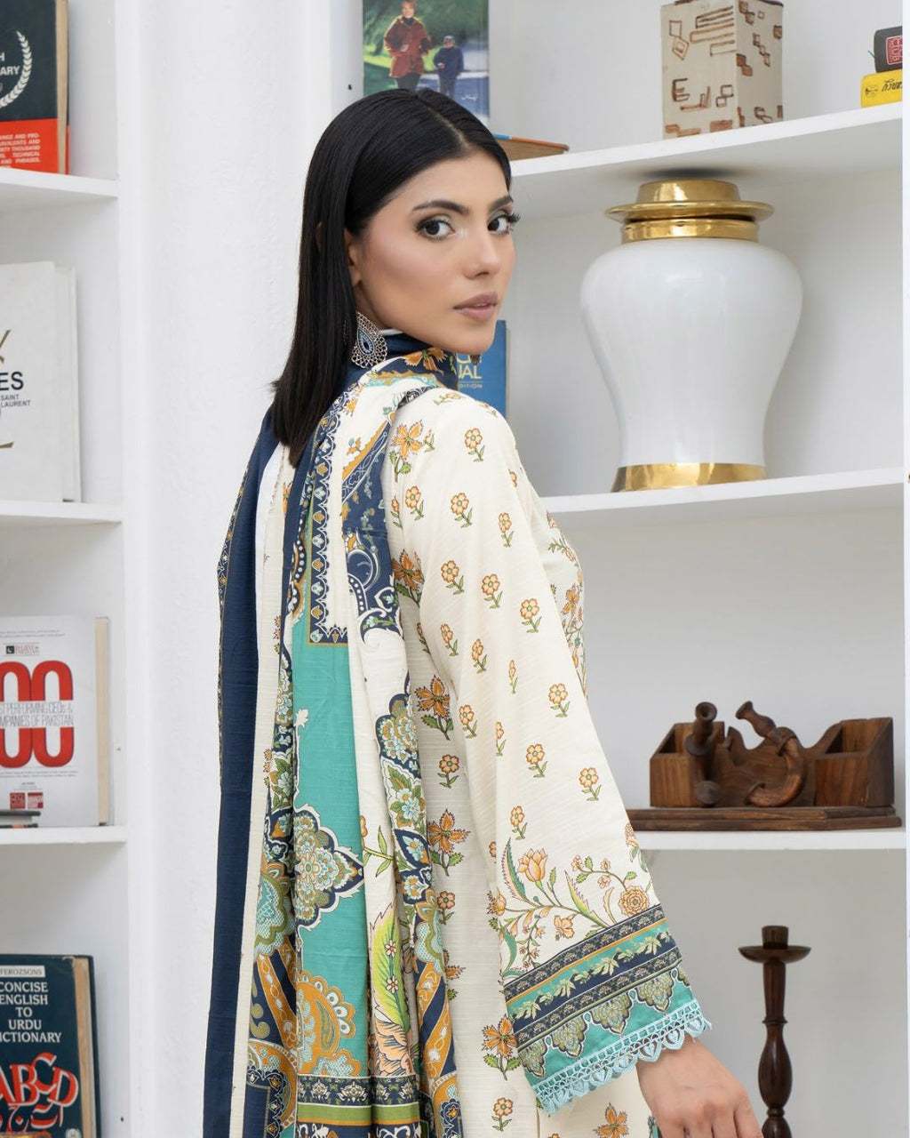 3 Piece - Marooj Unstitched off White BanaDora Linen Suit