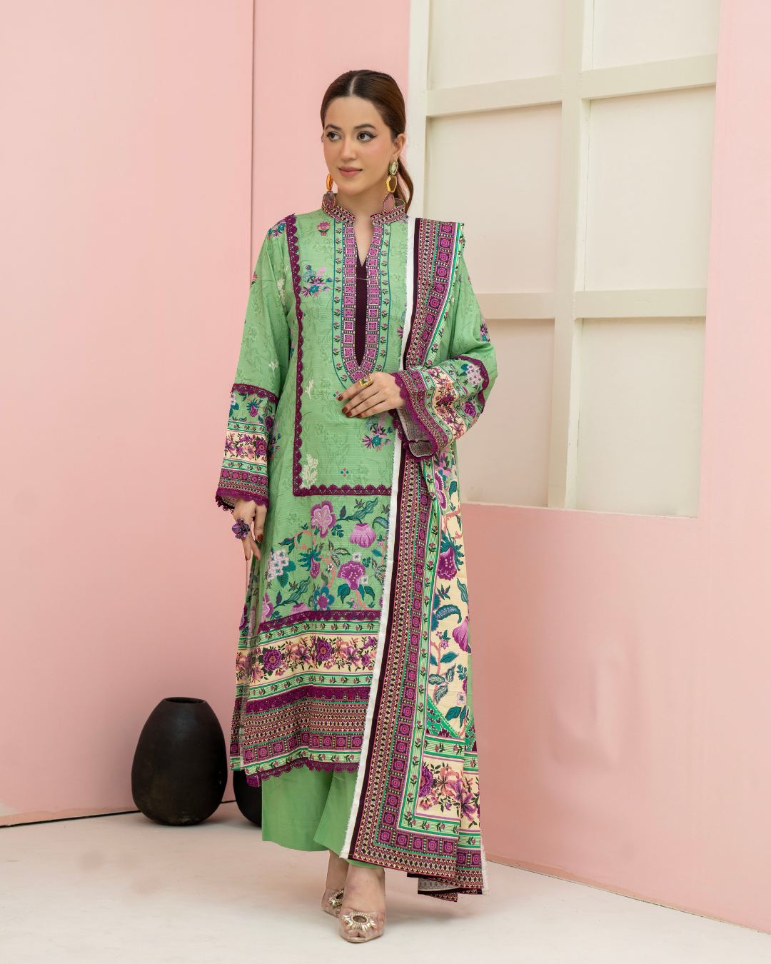 3 Pieces - Marooj Unstitched Light Green BanaDora Linen Suit