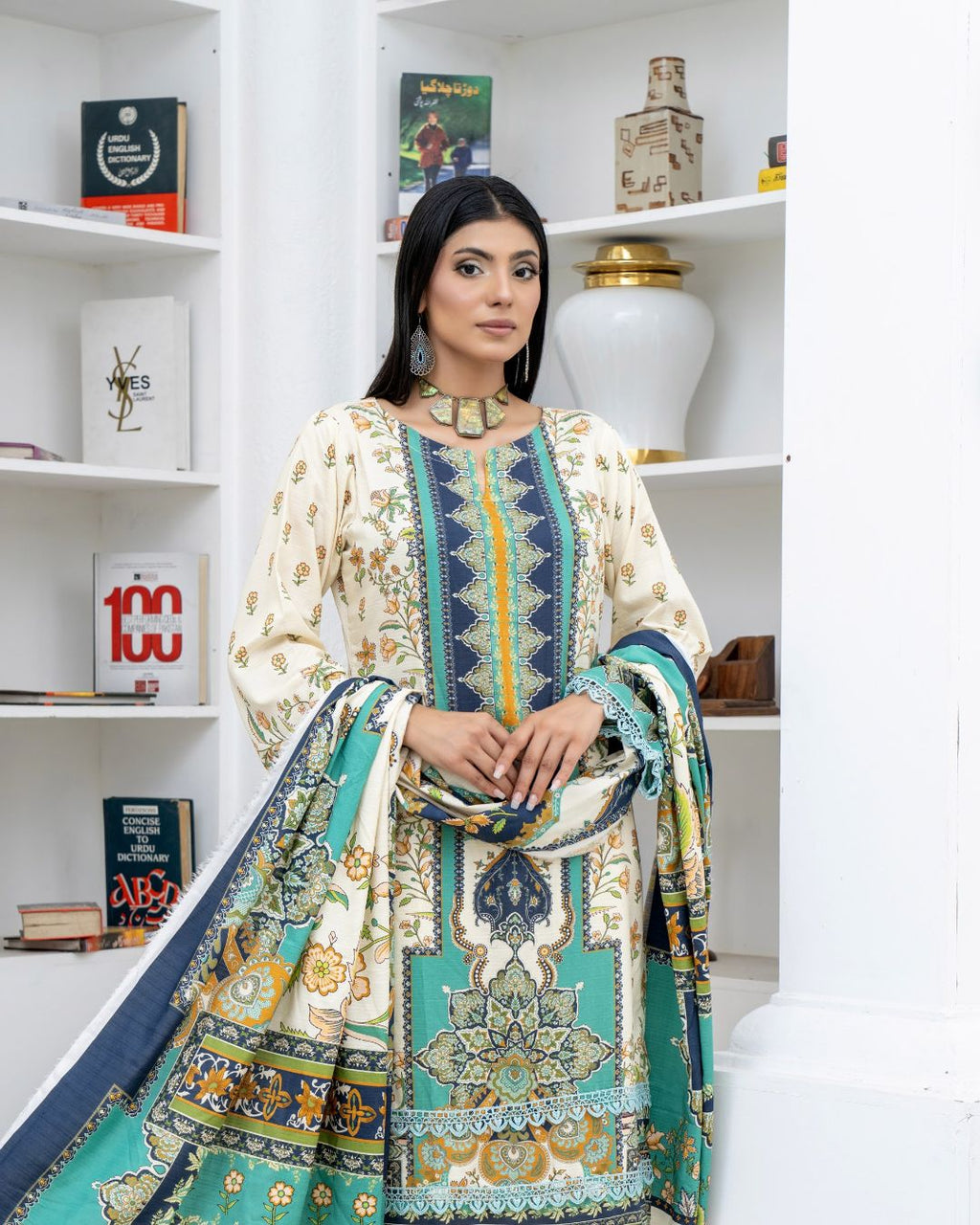 3 Piece - Marooj Unstitched off White BanaDora Linen Suit