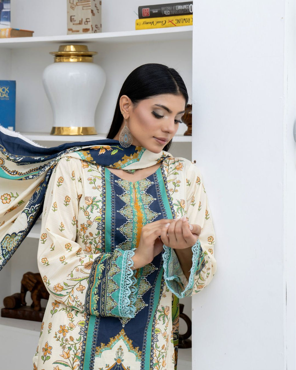 3 Piece - Marooj Unstitched off White BanaDora Linen Suit