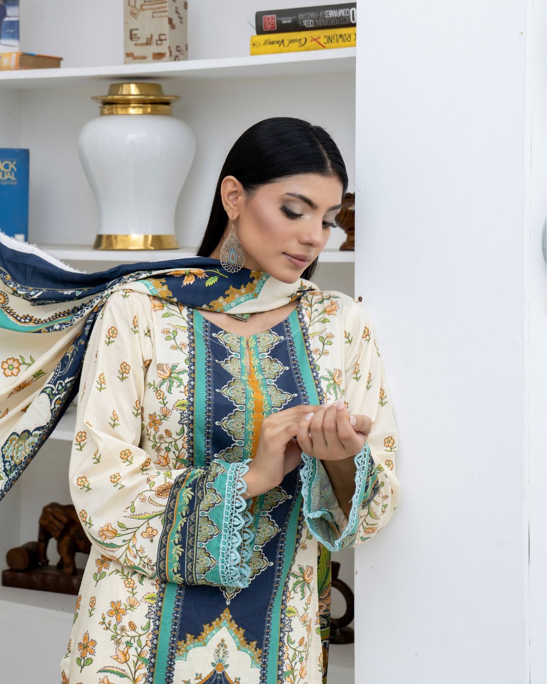 3 Piece - Marooj Unstitched off White BanaDora Linen Suit