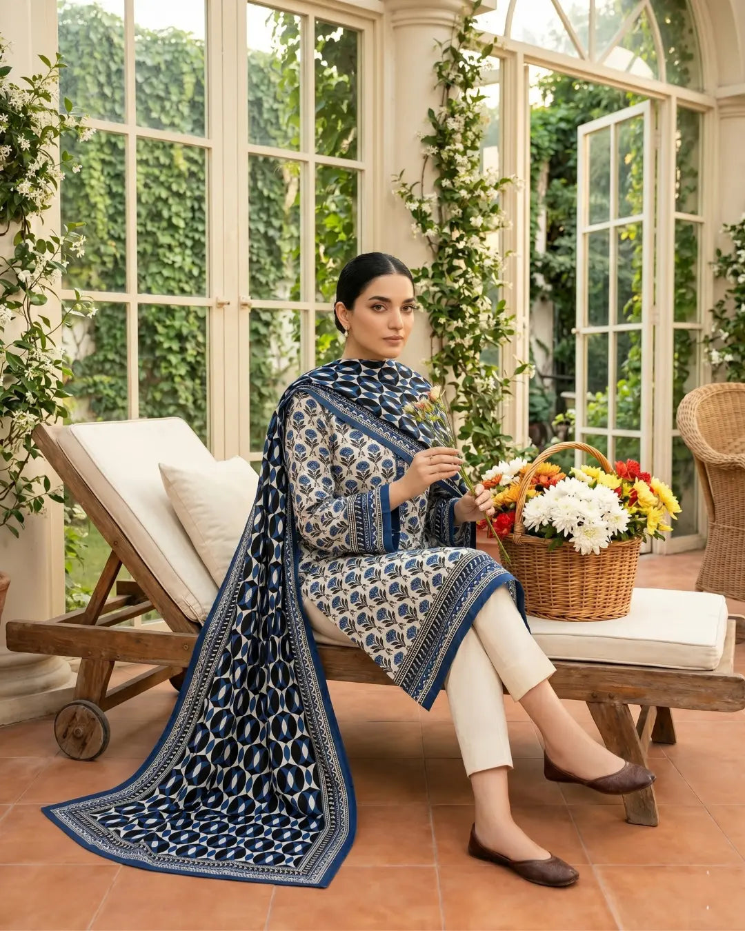 3 Pieces - Sohni Dharti Unstitched Light gray Print Lawn Suit