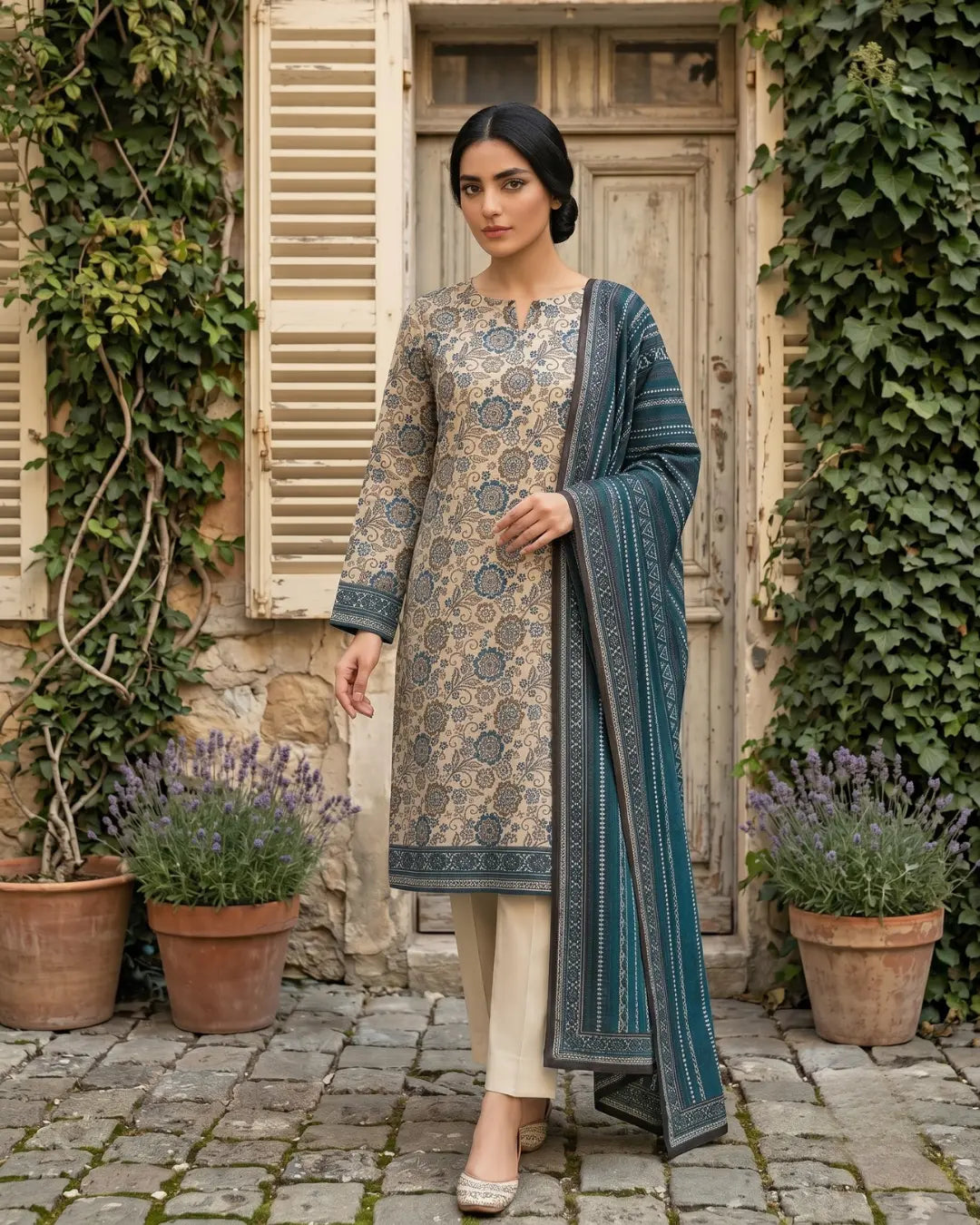 3 Pieces - Sohni Dharti Unstitched Skin Print Lawn Suit