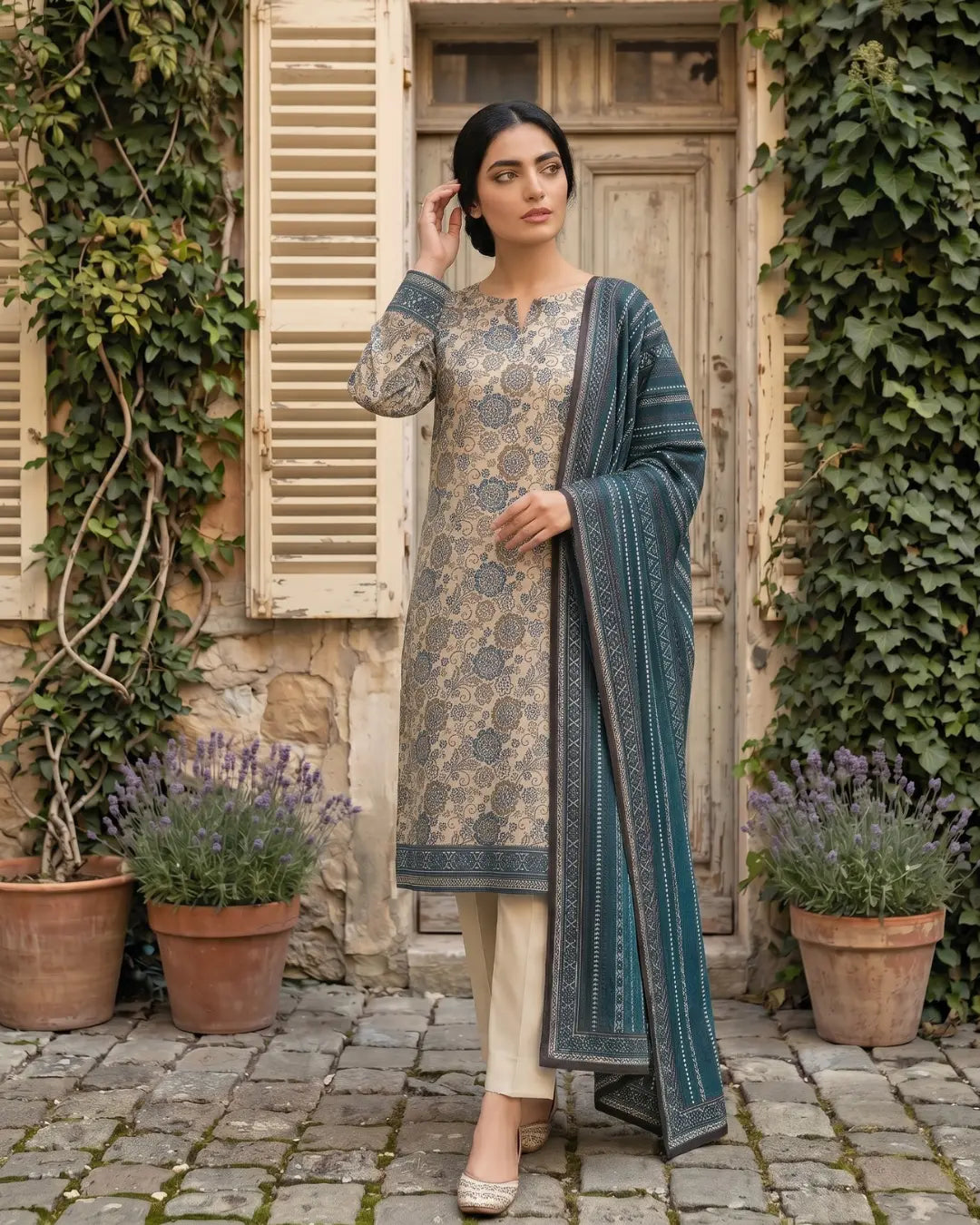 3 Pieces - Sohni Dharti Unstitched Skin Print Lawn Suit