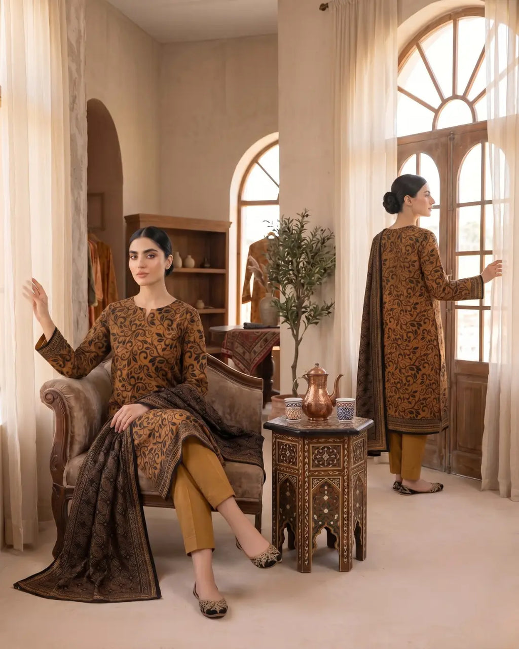 3 Pieces - Sohni Dharti Unstitched Mustard Print Lawn Suit
