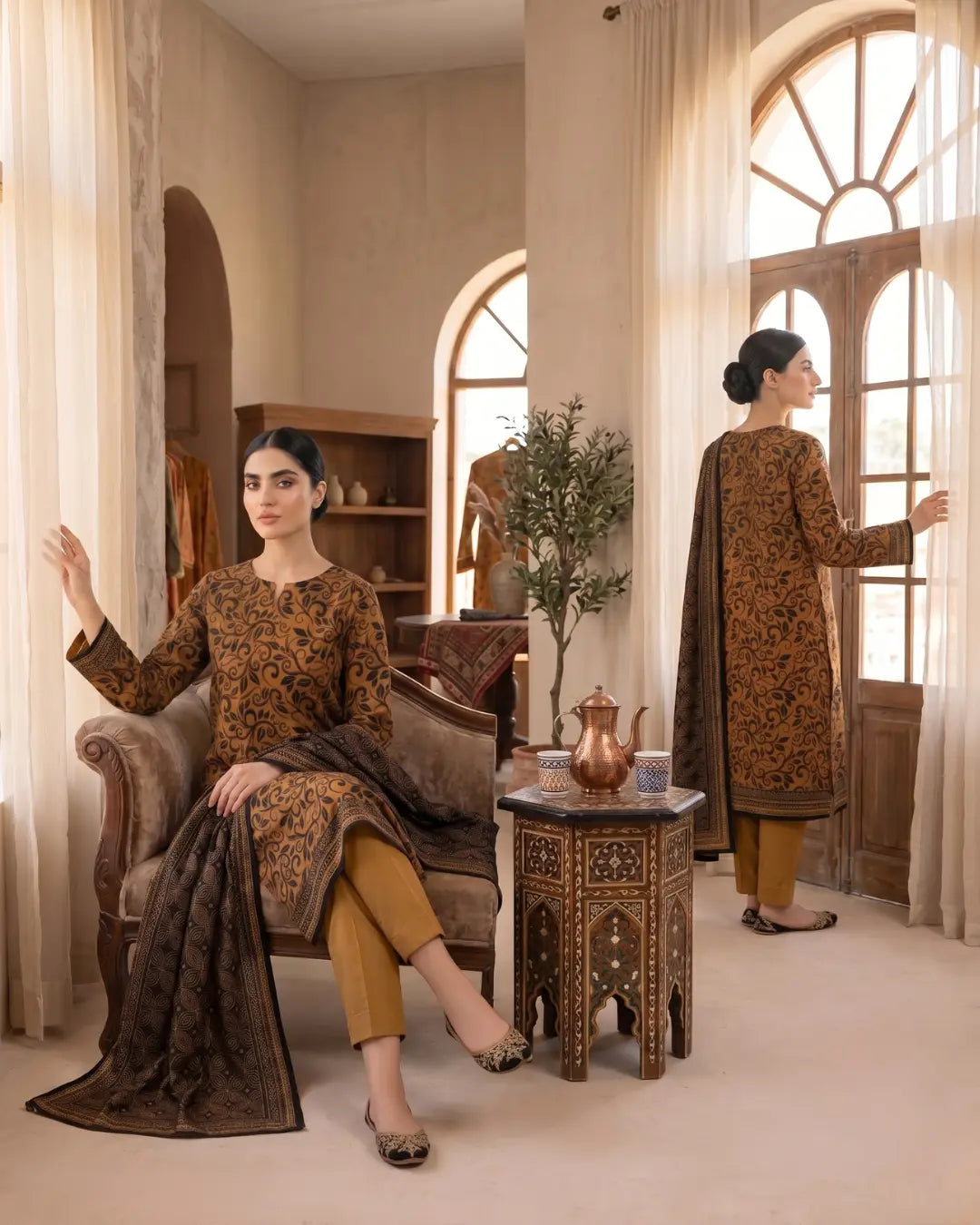 3 Pieces - Sohni Dharti Unstitched Mustard Print Lawn Suit