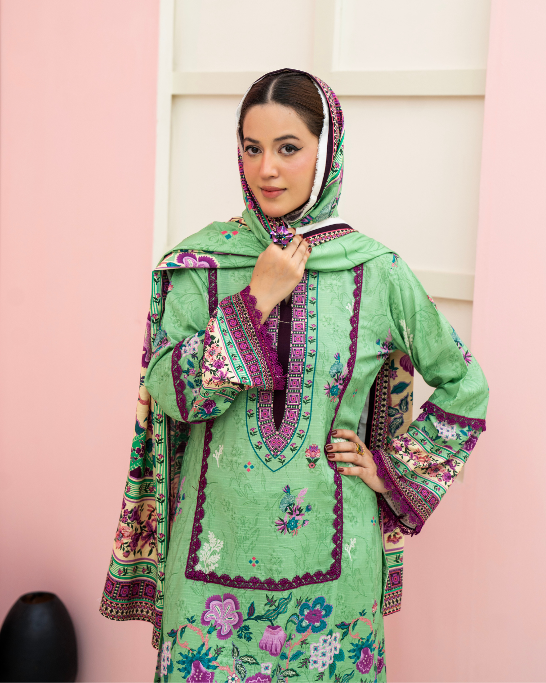 3 Pieces - Marooj Unstitched Light Green BanaDora Linen Suit