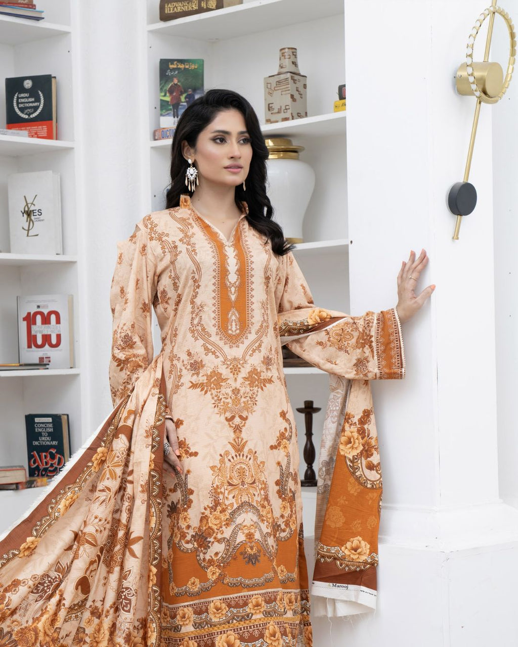 3 Piece - Marooj Unstitched Skin BanaDora Linen Suit