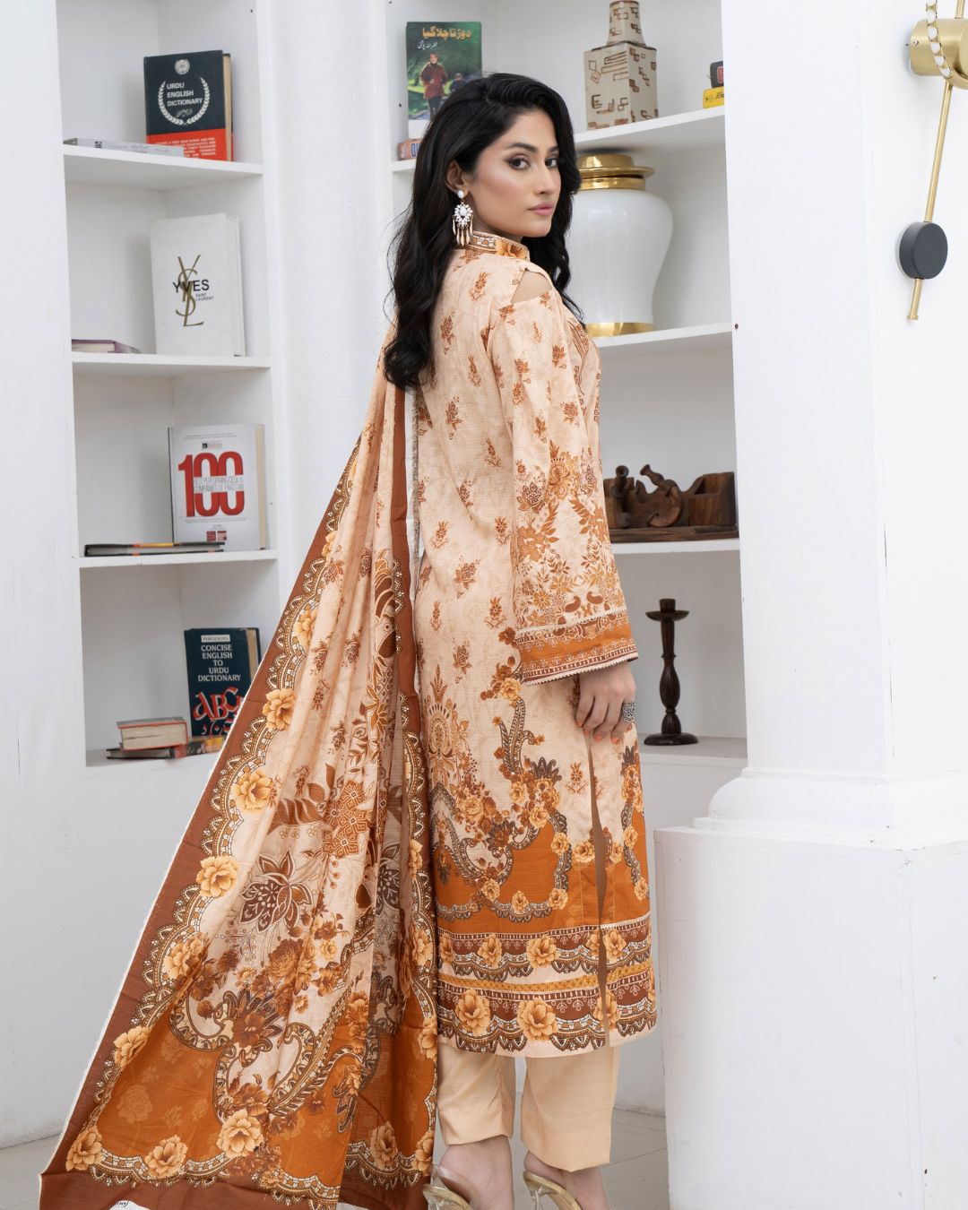 3 Piece - Marooj Unstitched Skin BanaDora Linen Suit