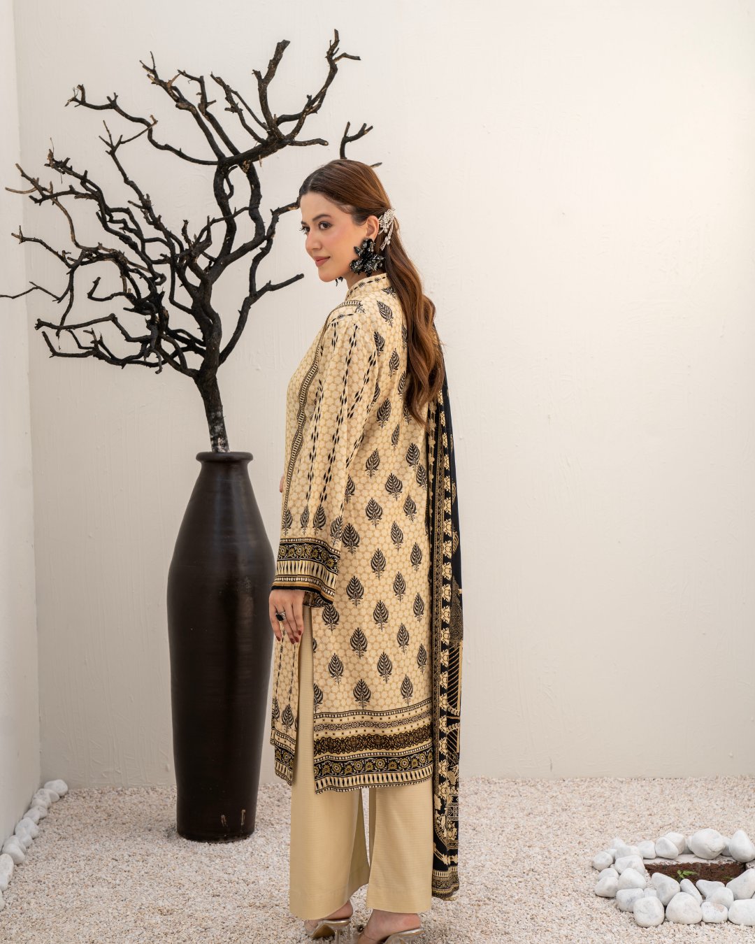 3 Pieces - Marooj Unstitched Cream BanaDora Linen Suit