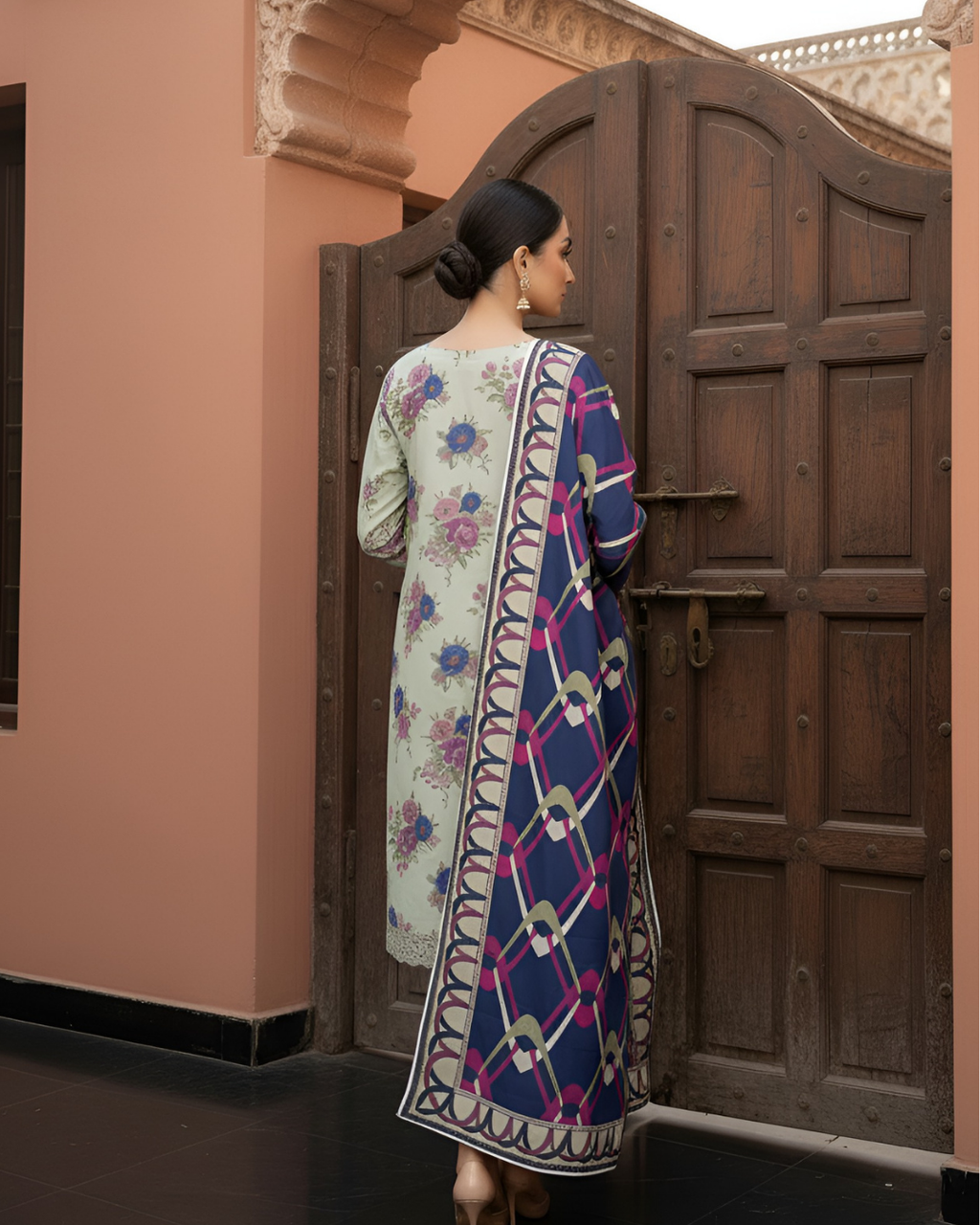 3 Pieces - Marooj Unstitched Pista Printed Khaddar Suit