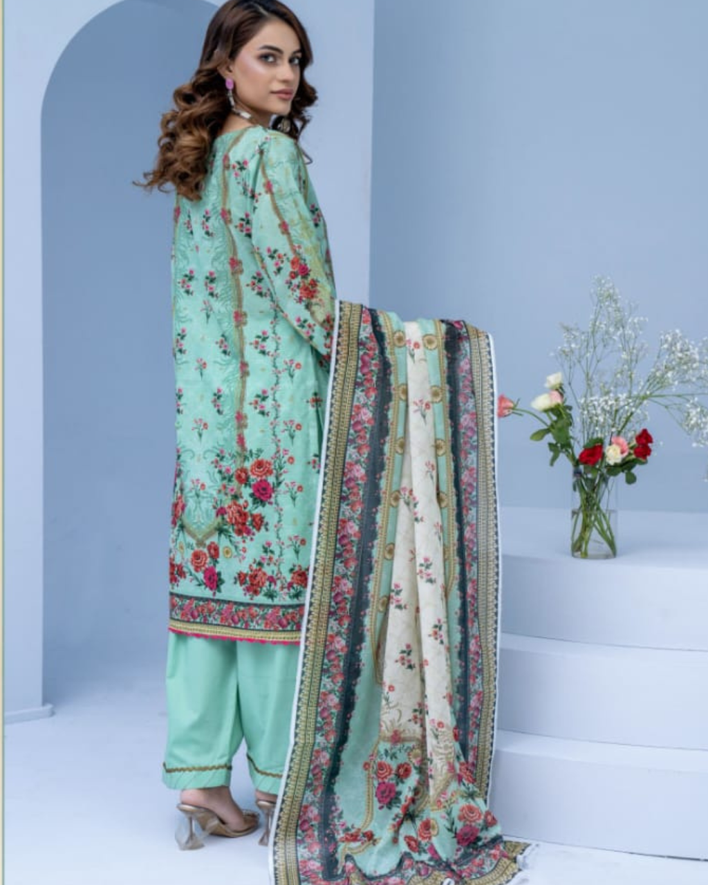 3 Piece - Mojoberry Unstitched Pista Ladies Banadora Print Lawn Suit