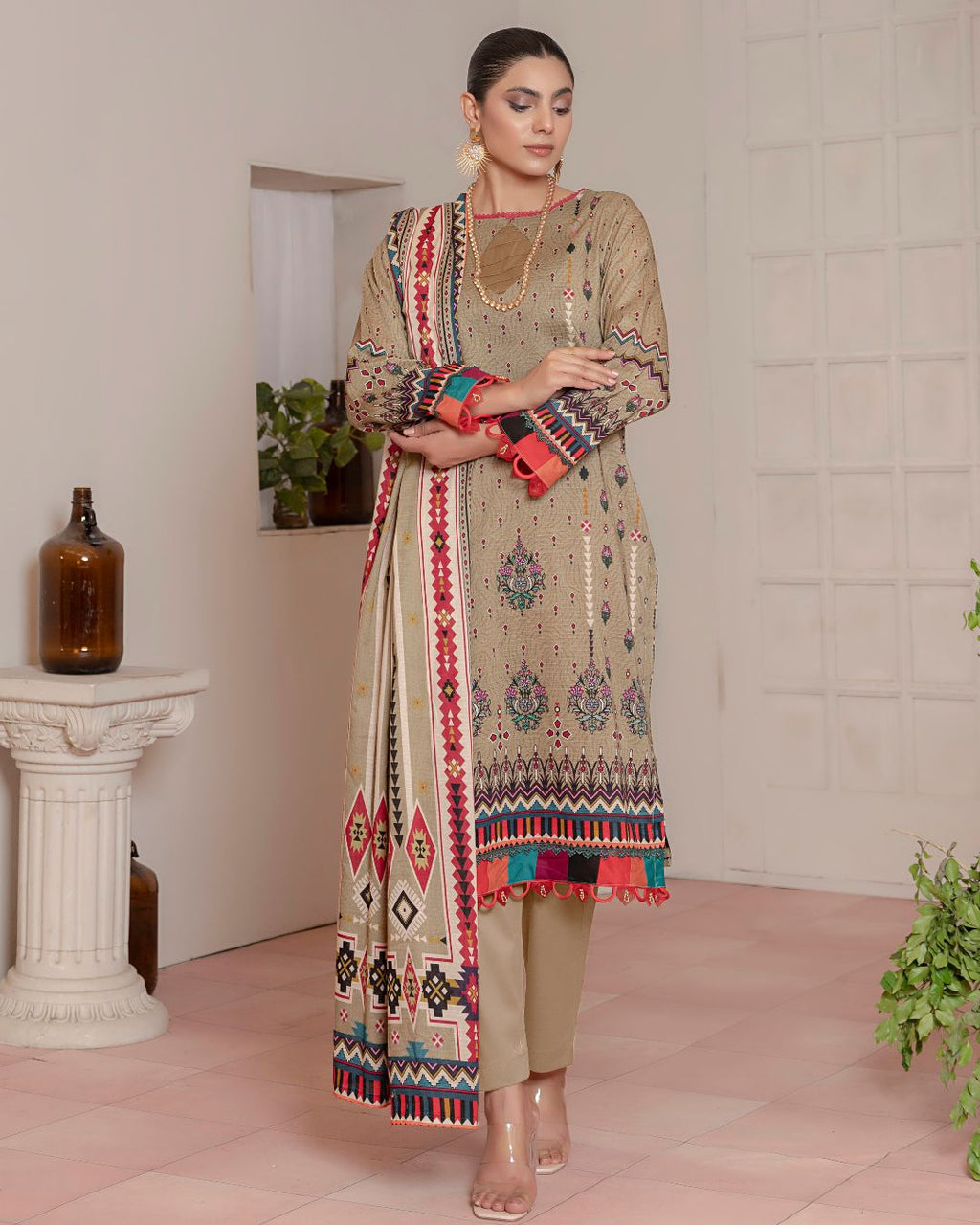 3 Piece - Junoon Unstitched Pace Ladies Banadora Print Lawn Suit