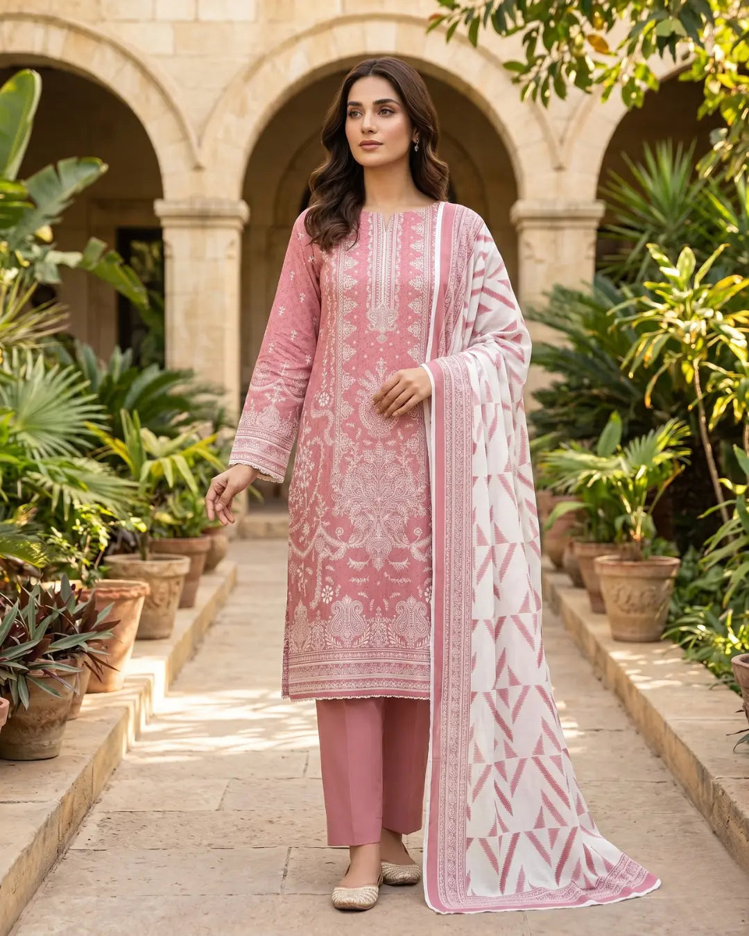 3 Pieces - Sohni Dharti Unstitched T Pink Colour Premium Print Lawn Suit