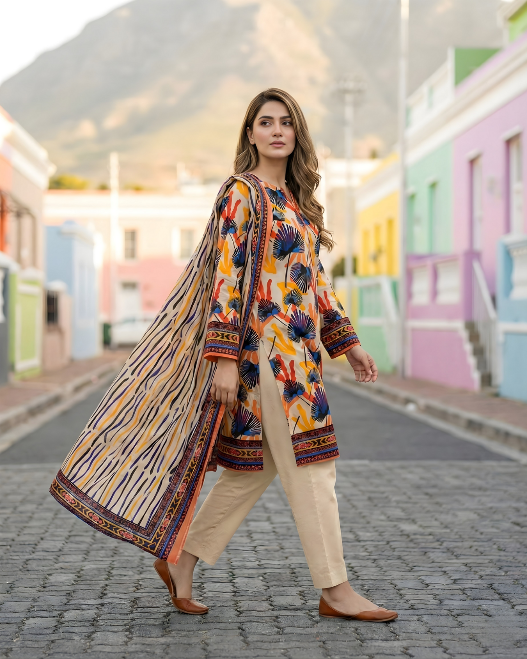 3 Pieces - Sohni Dharti Unstitched Skin Transliminar Magic Print Lawn Suit