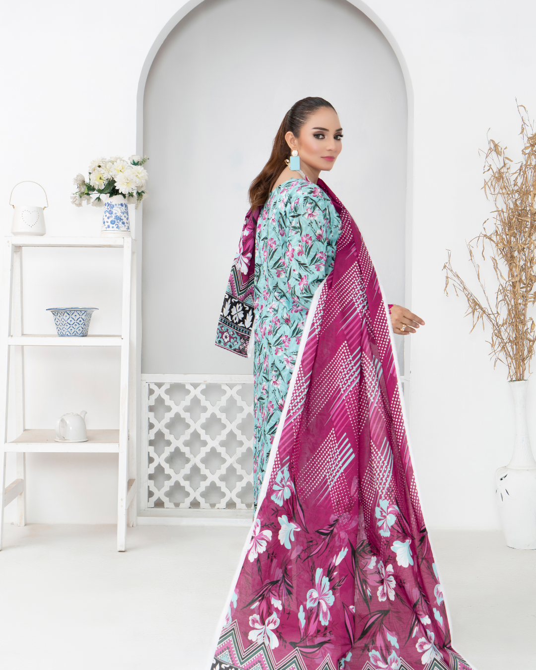 3 Piece - Mahi Unstitched Blue Ladies Print Lawn Suit