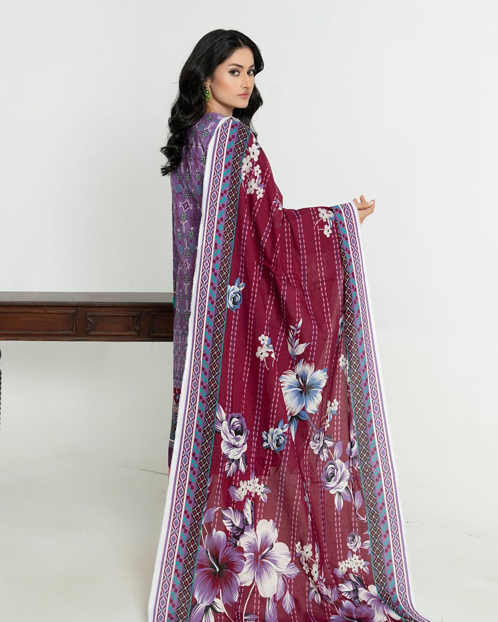 3 Piece - Junoon Unstitched Purple Ladies Print Lawn Suit