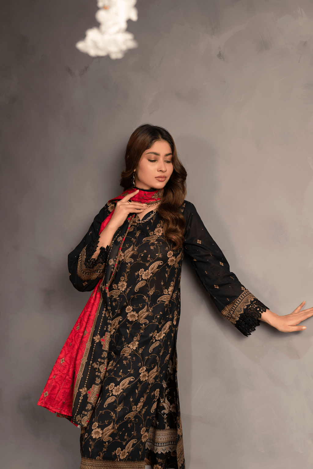 3 Piece - Mahi Unstitched Coal Ladies Transliminor Magic Print Lawn Suit