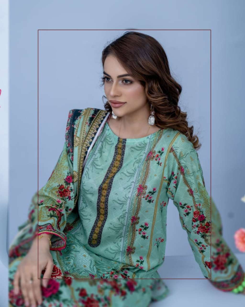 3 Piece - Mojoberry Unstitched Pista Ladies Banadora Print Lawn Suit