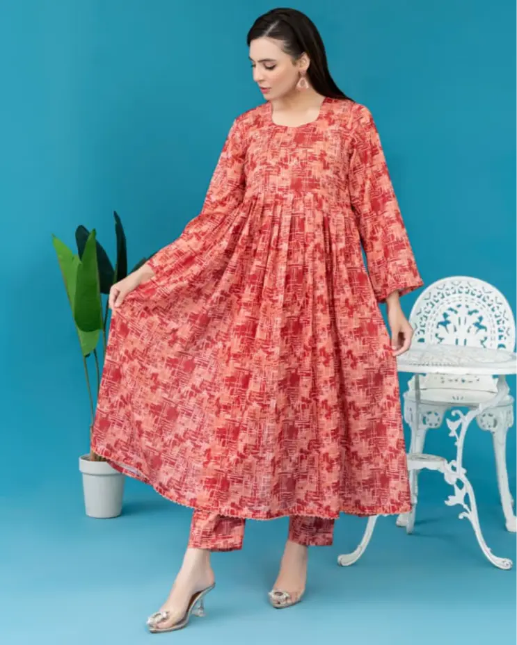 2 Piece - Gold Unstitched Pink Ladies Printed Lawn Suit