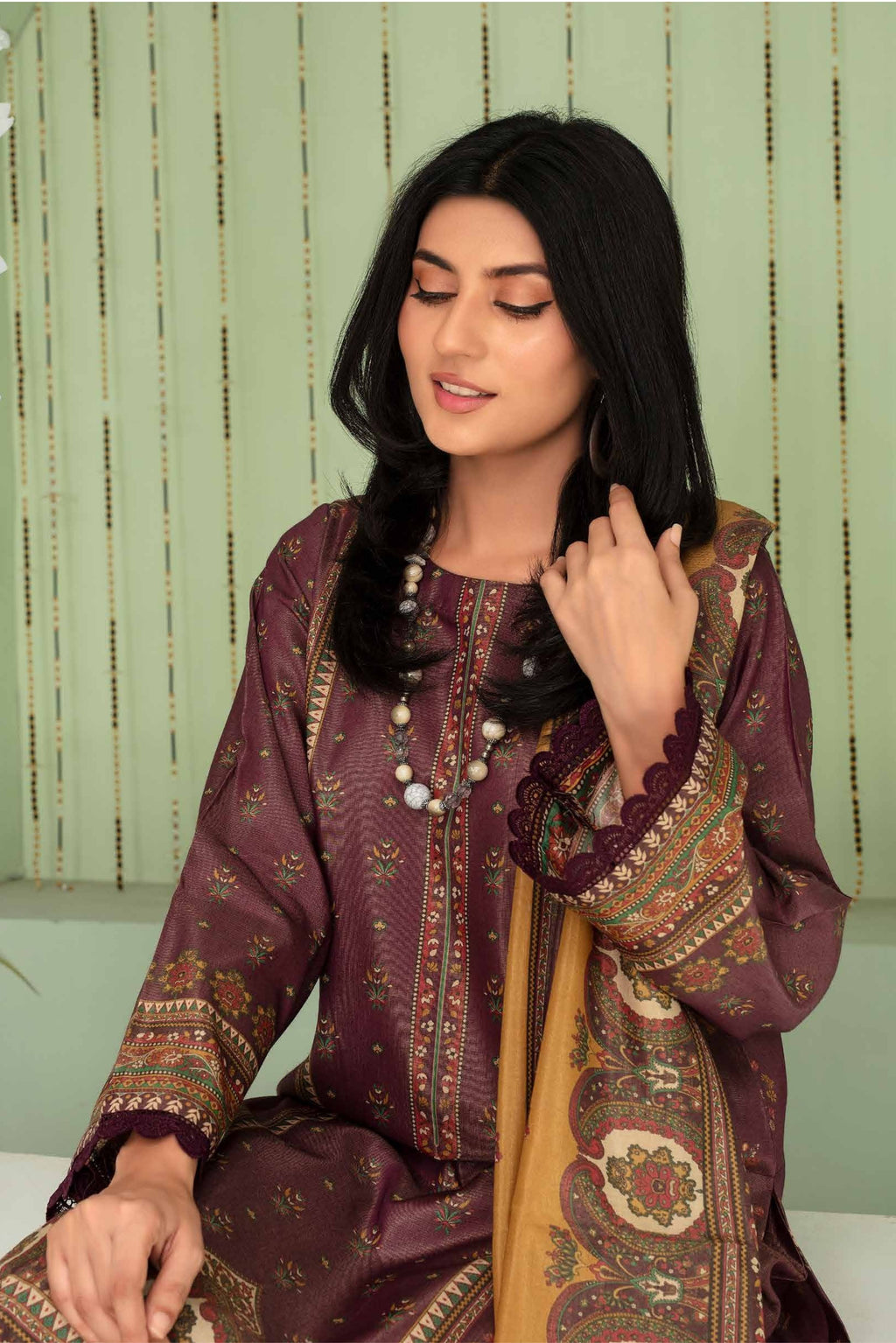 3 Pieces - Aizal Unstitched Falsa Printed Shamray Linen Suit