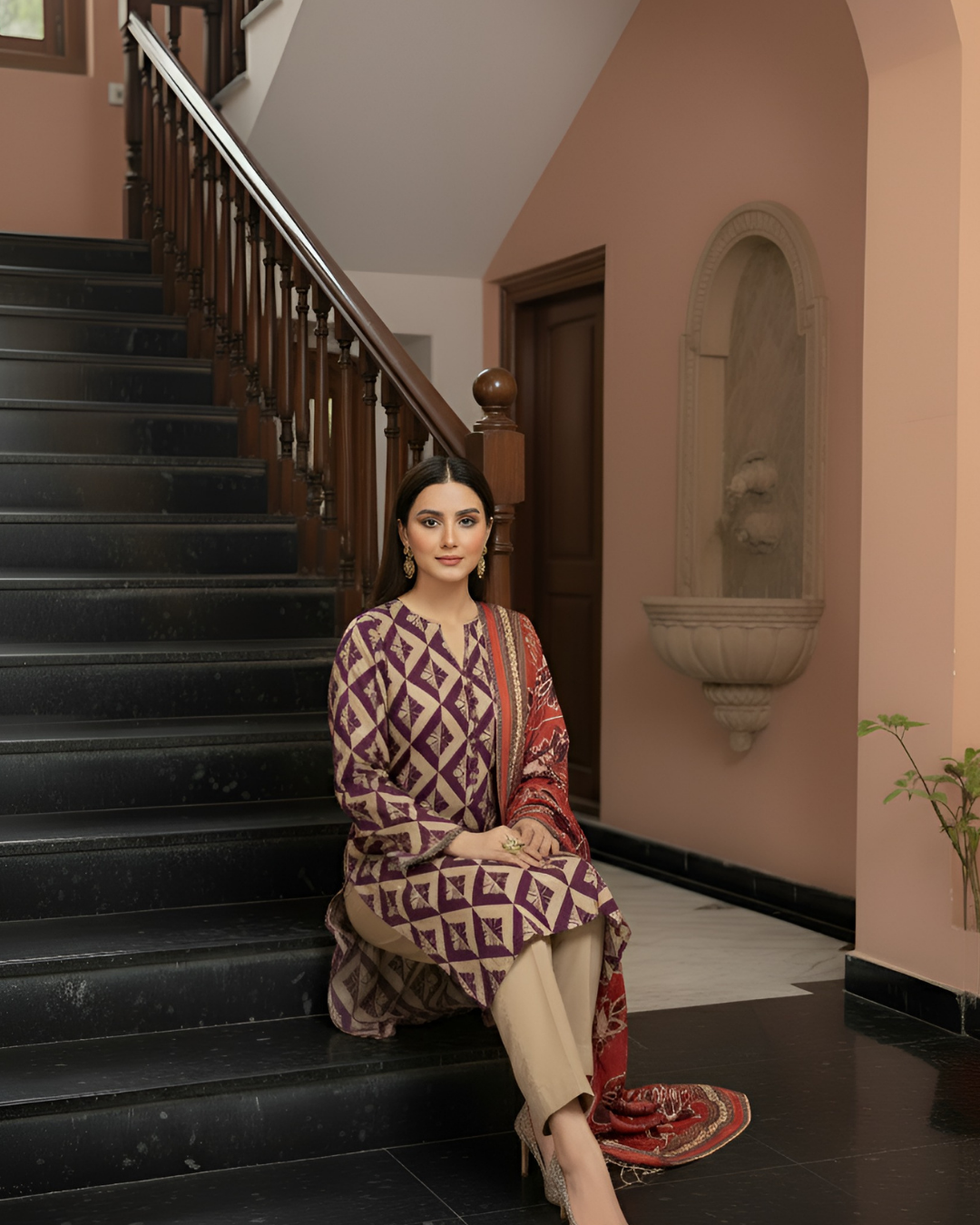 3 Pieces - Marooj Unstitched Skin Printed Khaddar Suit