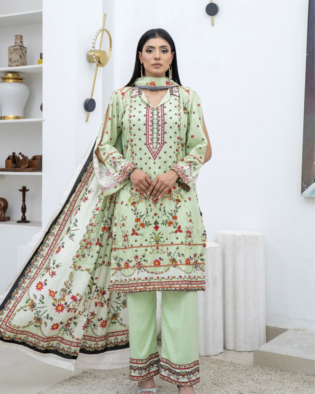 3 Piece - Marooj Unstitched Pista BanaDora Linen Suit