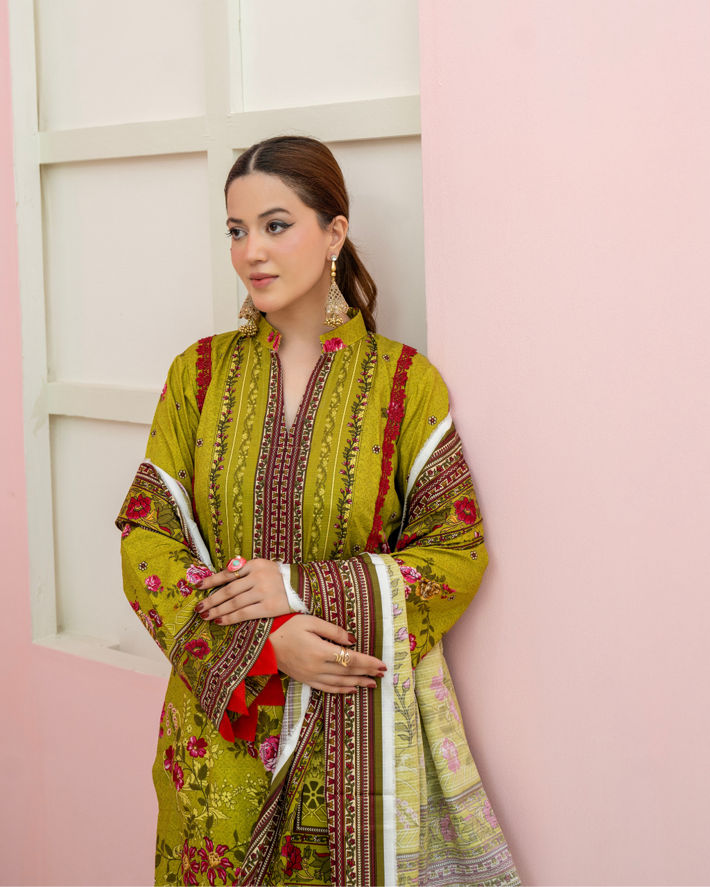 3 Pieces - Marooj Unstitched Parrot BanaDora Linen Suit