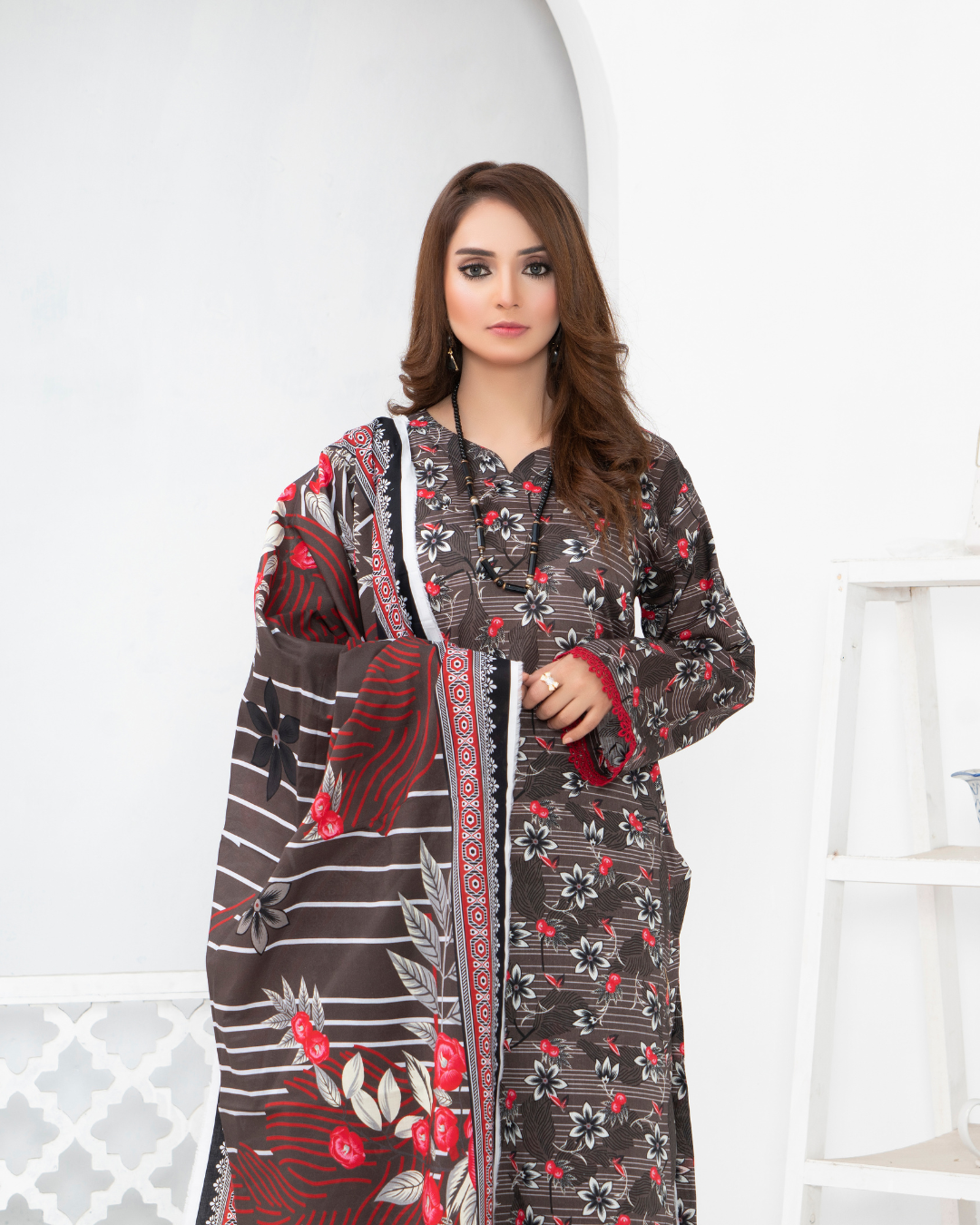 3 Piece - Mahi Unstitched Dark Purple Ladies Print Lawn Suit