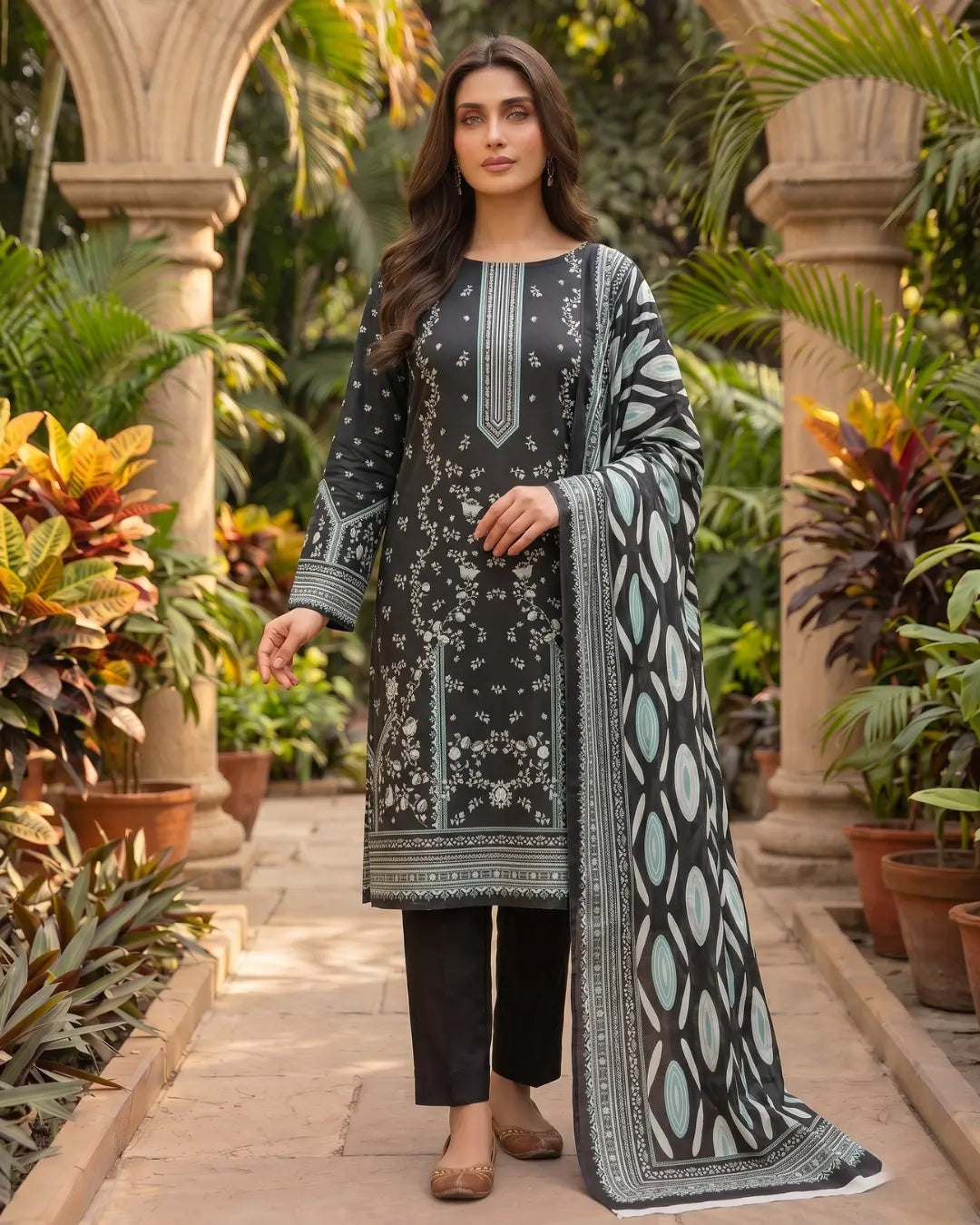 3 Pieces - Sohni Dharti Unstitched Black Colour Premium Print Lawn Suit