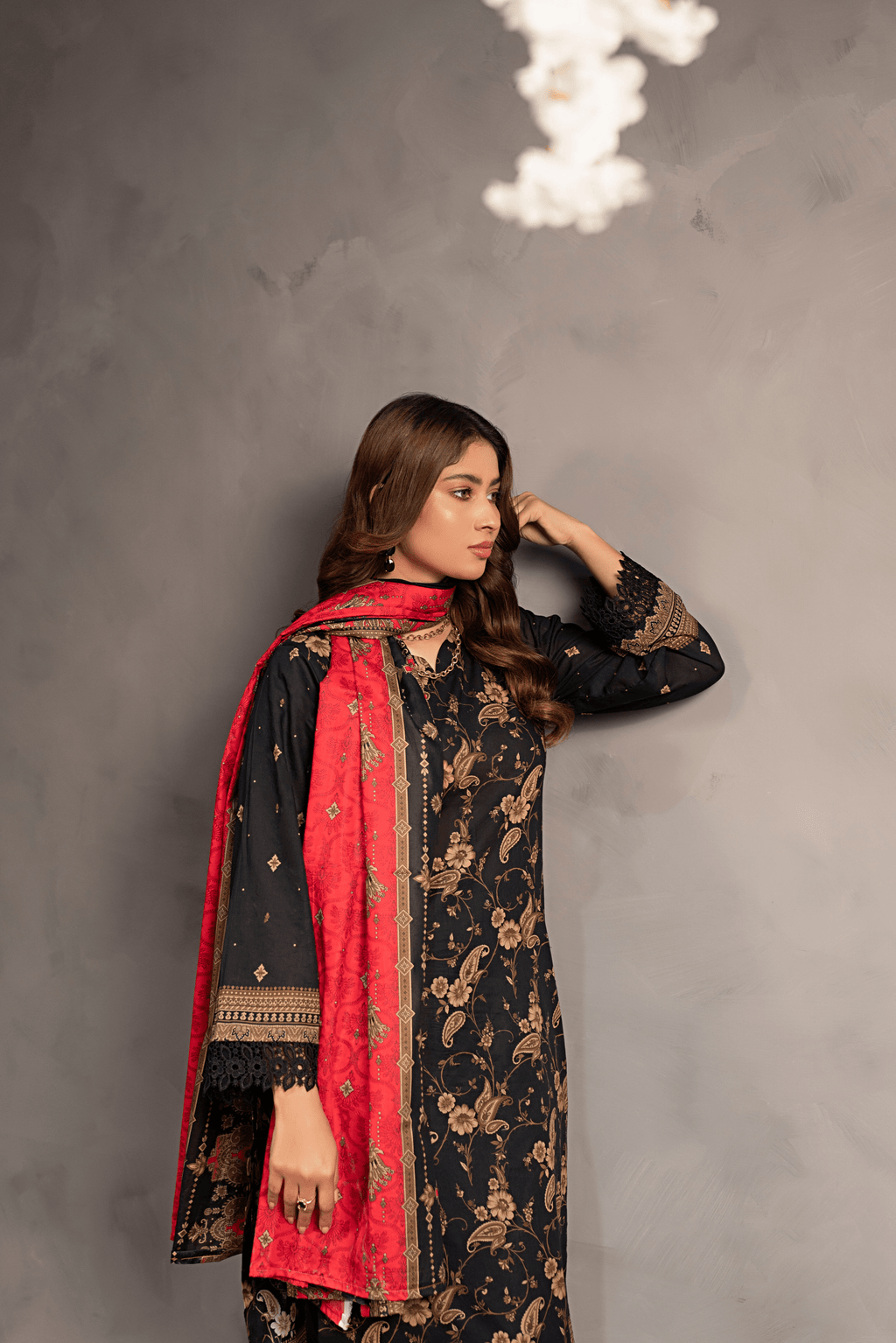 3 Piece - Mahi Unstitched Coal Ladies Transliminor Magic Print Lawn Suit